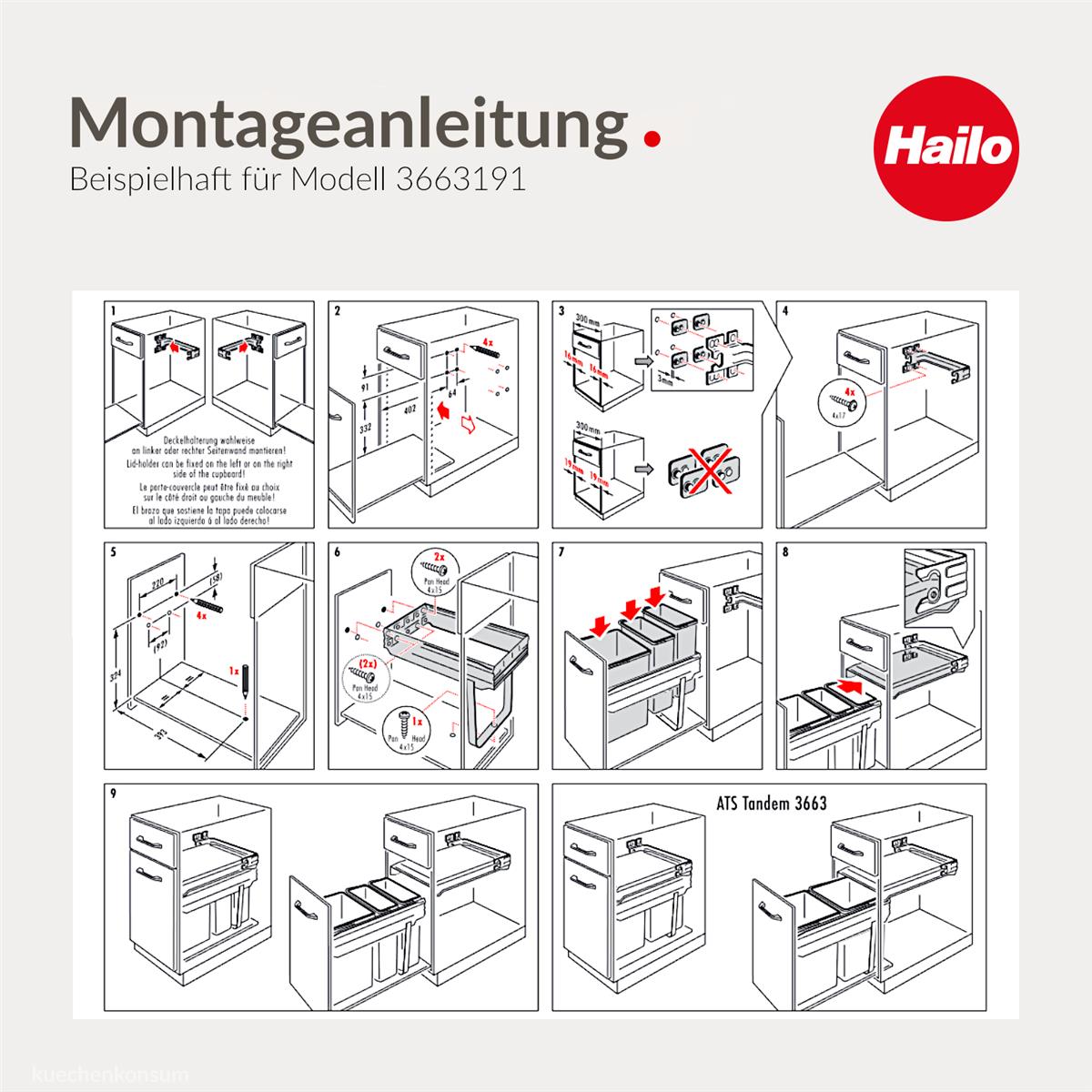Hailo Abfallsammler 3663111 TZ Inset Tandem 24 + 7 L