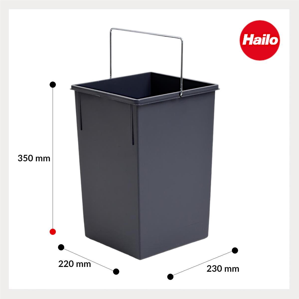 Hailo Inneneimer 1008879 dunkelgrau 15 L 230 x 220 x 350 mm mit Henkel
