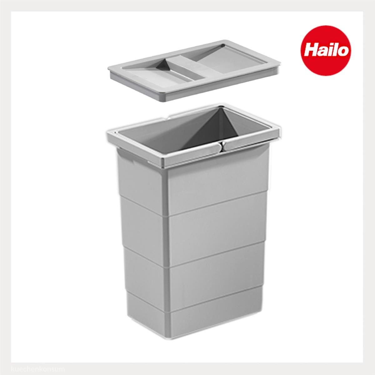 Hailo Inneneimer 1075959 mit Deckel hellgrau 8 L 226 x 156 x 295 mm