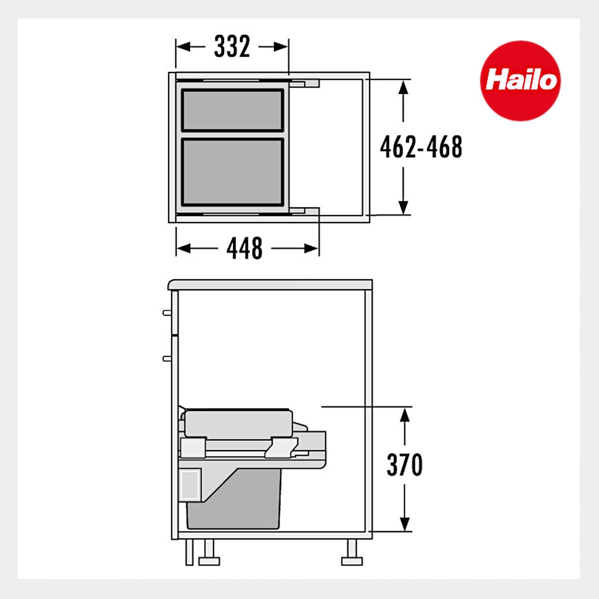 Hailo Abfallsammler 3610951 CS Slide Cargo-Soft Short 20 + 14 Liter