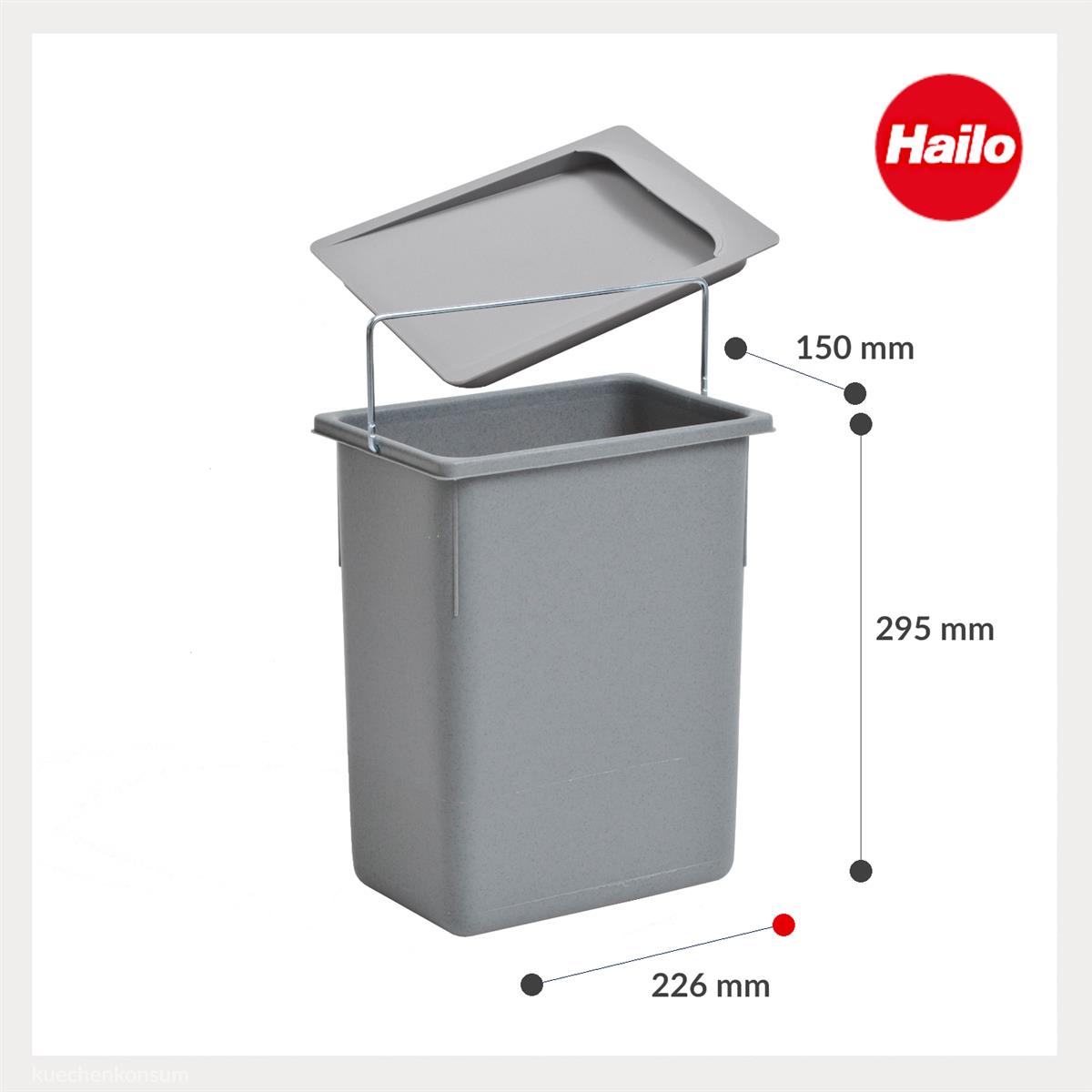 Hailo Inneneimer 1094089 mit Deckel  8,5 L 226x150x287 mm mit Henkel