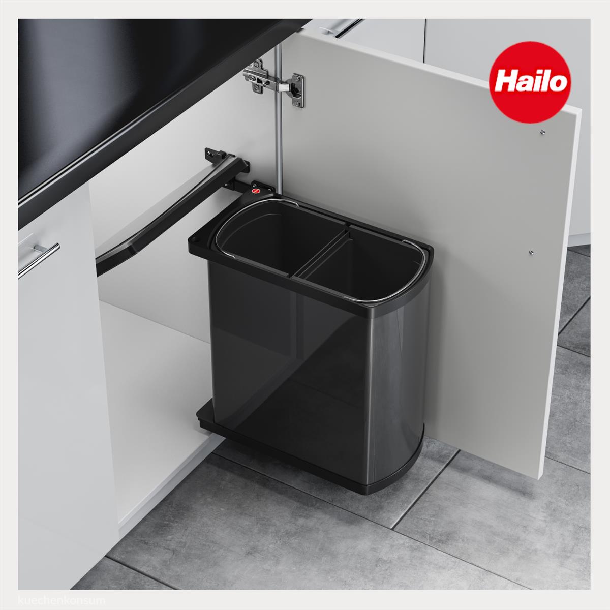 Hailo Abfallsammler 3416071 MF Swing Duo 16 Liter dunkelgrau