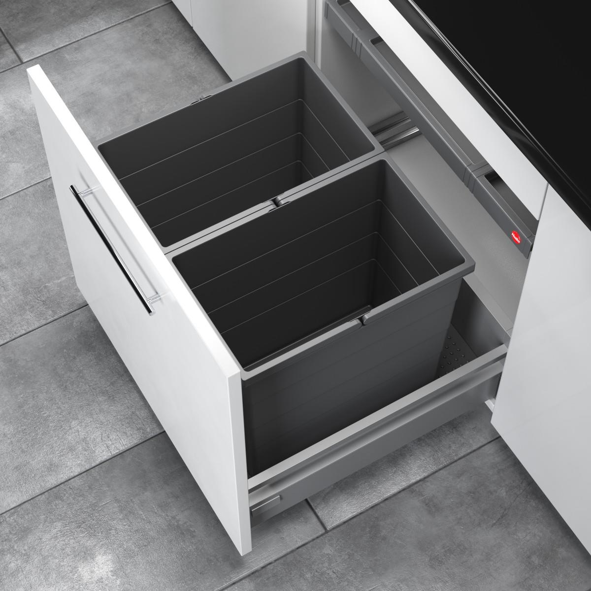 Hailo Abfallsammler 3301671 Allegro 430 Einsatz 2x 28 Liter Dunkelgrau