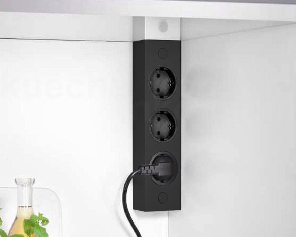 Thebo Ecksteckdose 174828 Schwarz ST 3002 3fach 240 x 63 x 48 mm