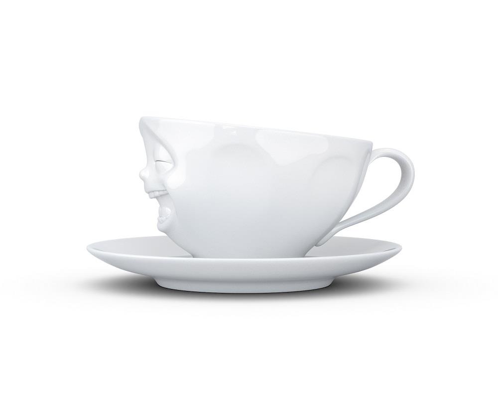 TV Tasse Kaffeetasse 47 Lachend mit Untertasse weiß