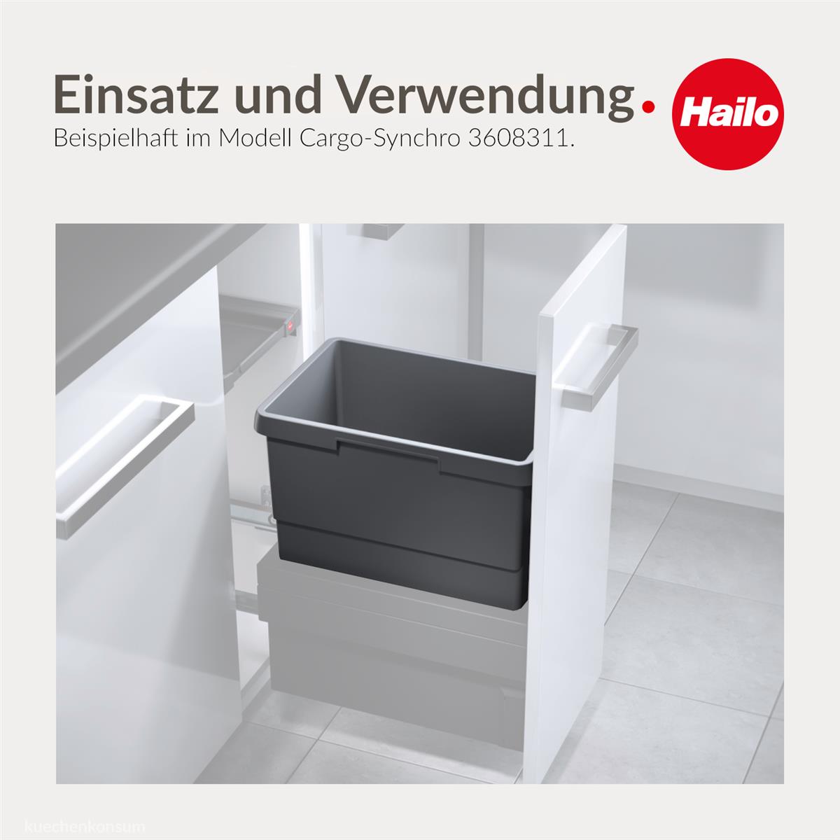 Hailo Inneneimer 1137679 dunkelgrau 30 Liter 397 x 258 x 413 mm