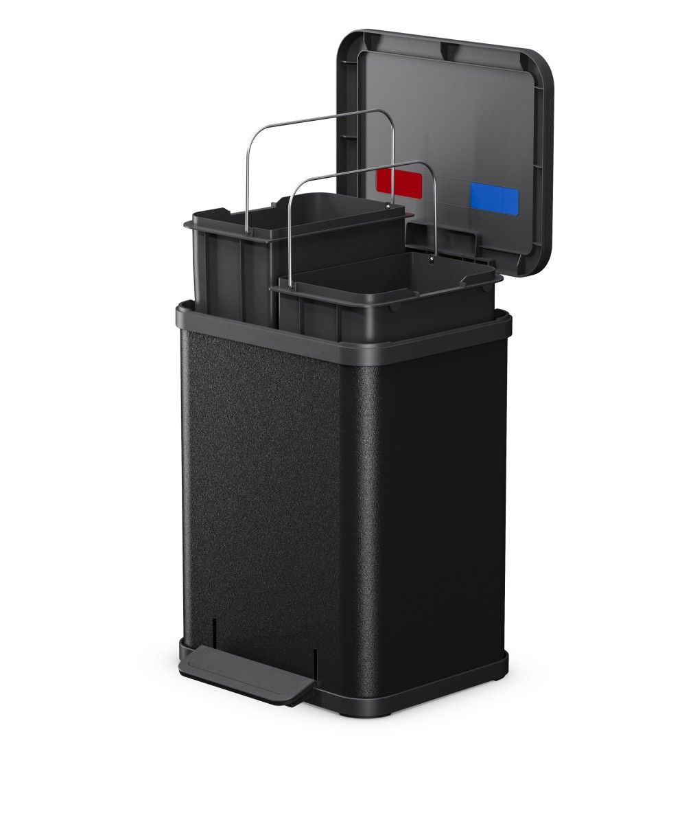 HAILO Standmülleimer 6222600 Öko duo Plus M 2 x 9 L Schwarz matt
