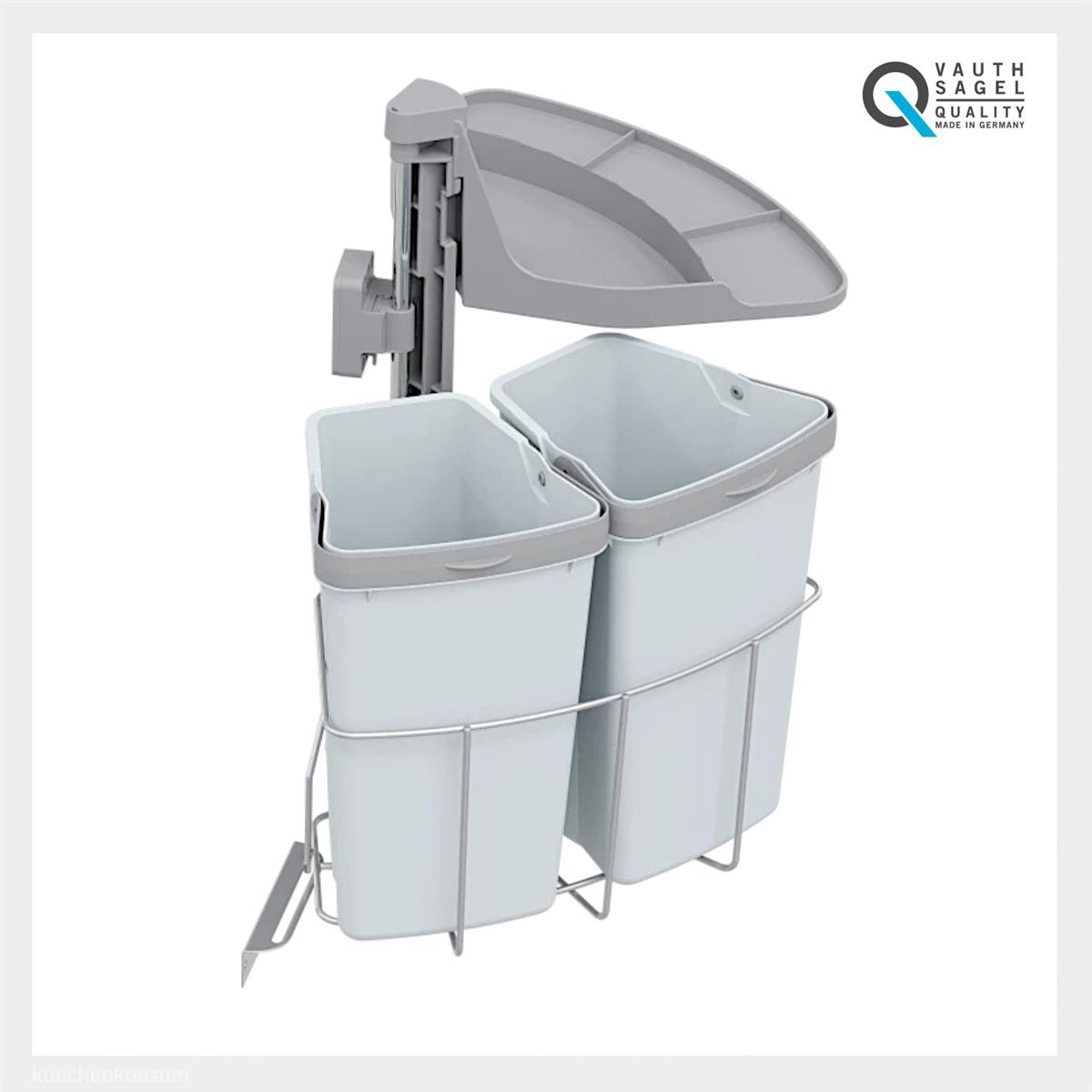 Abfallcenter Nr. 720361 Schwenkeimer 2x 9 Liter grau