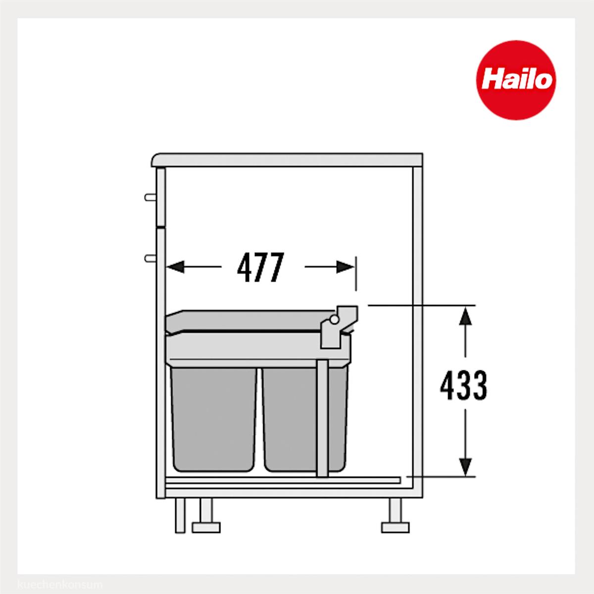 Hailo Abfallsammler 3663101 TA Inset Tandem 2x 15 Liter