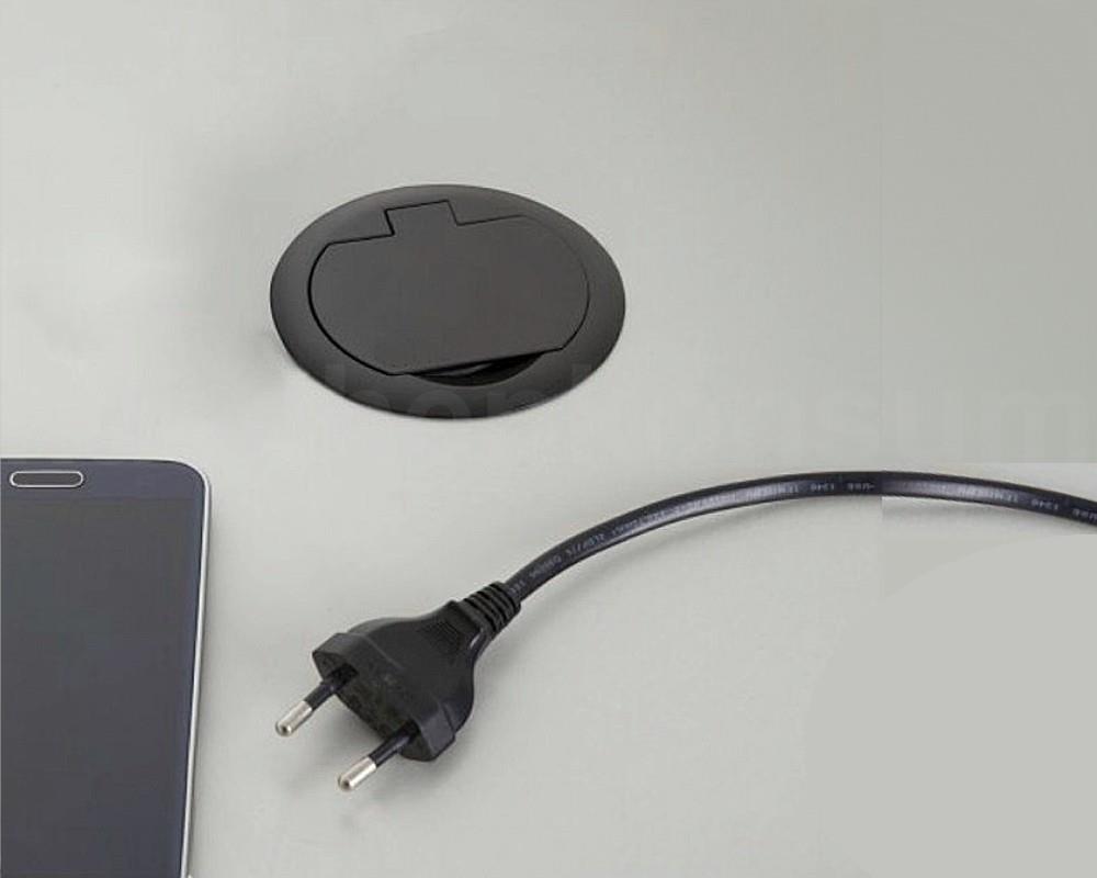 Thebo Einbausteckdose 17086.08 Schwarz ST 08 USB mit Klappdeckel u USB