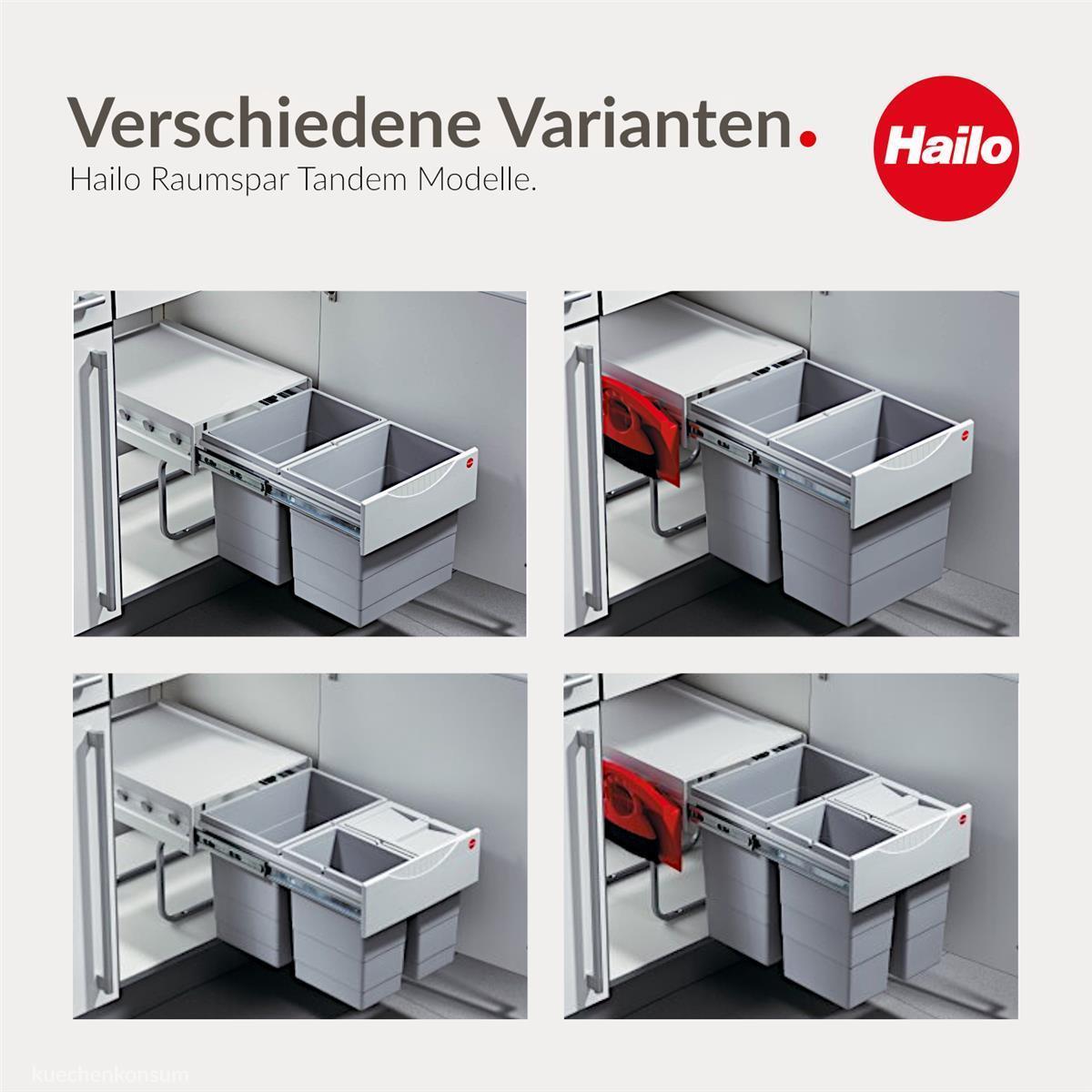 Hailo Abfallsammler 3641222 TR Swing Raumspar-Tandem-H  2x 20 Liter mit Deckel