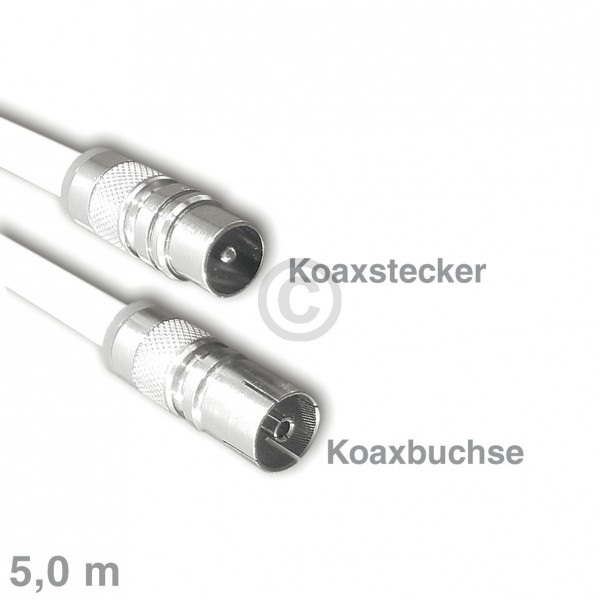 Europart Kabel Koax-Hochgeflecht-Anschlusskabel Stecker/Buchse 5m