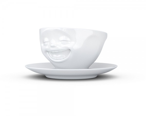 TV Tasse Kaffeetasse 47 Lachend mit Untertasse weiß